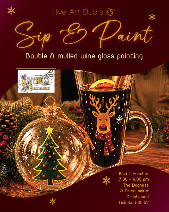 Sip & Paint bauble and mulled wine glass painting evening